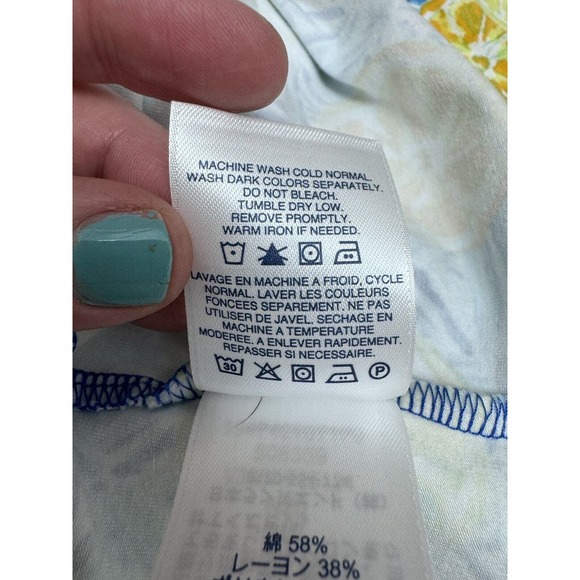 Lands End Fit & Flare Dress Lemon Lime Print Pockets Pullover M (10-12) EUC - Picture 11 of 11